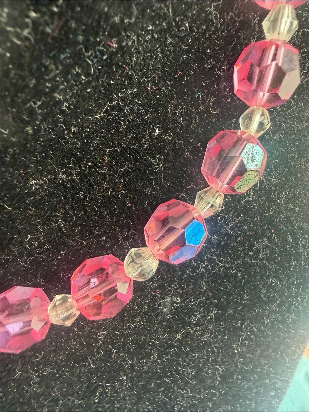 Vintage Y2K Pink Crystal Bead Necklace - Women's Jewelry